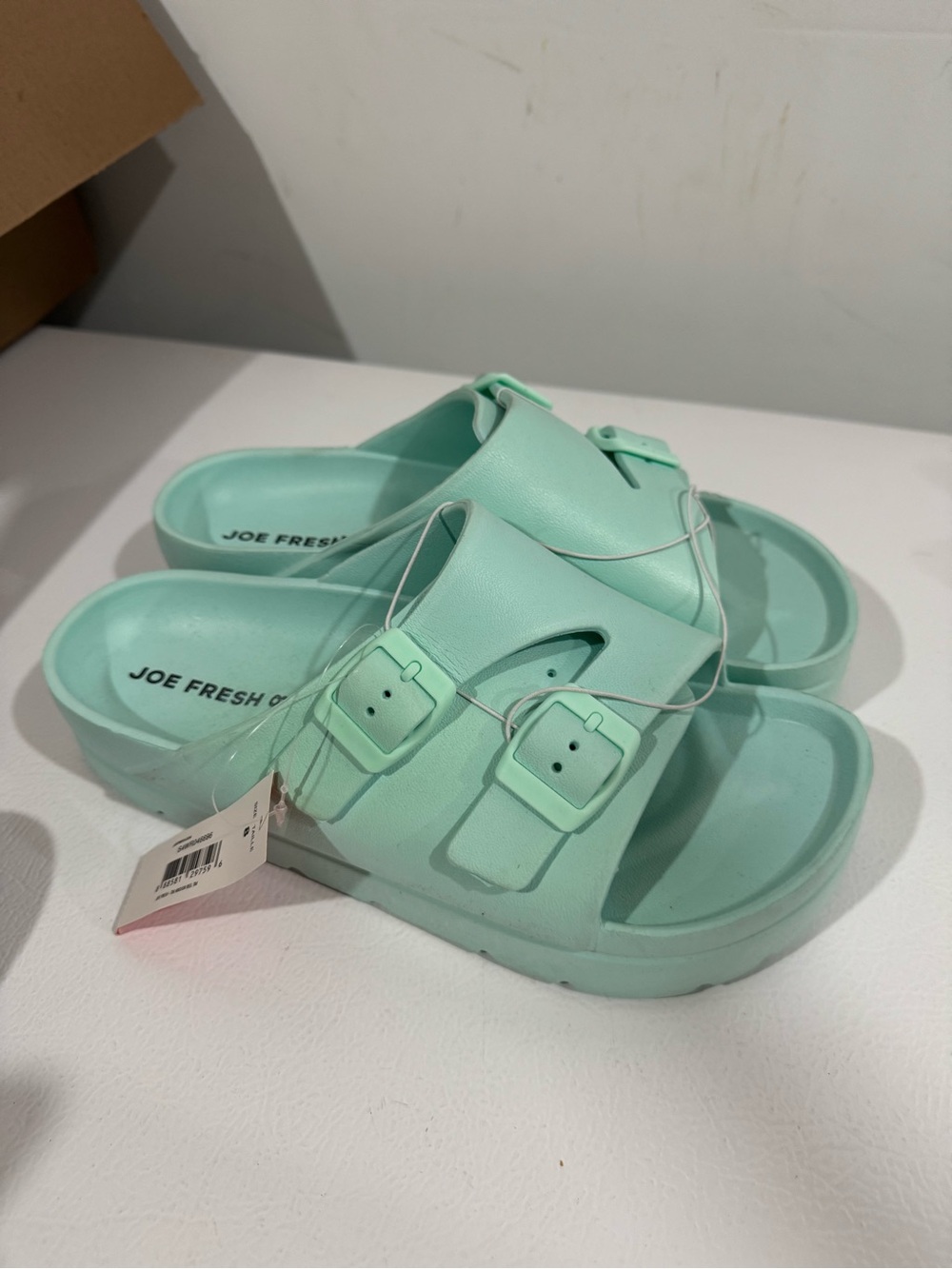 Joe Fresh Mint Green Double Buckle Slide Sandals